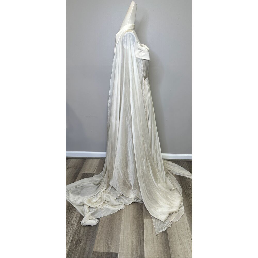 BIBHU MOHAPATRA Pleated Silk Chiffon Strapless Gown with Cape Detail US8 $9015 - Picture 11 of 16
